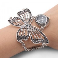 Montre quartz femme, bracelet papillon ajouré 