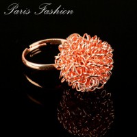 Bague ajustable en métal saumon - Diamètre 2 cm