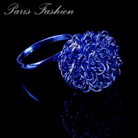 Bague ajustable en métal bleu électrique - Diamètre 2 cm