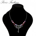 Collier sur cable avec perle de verre